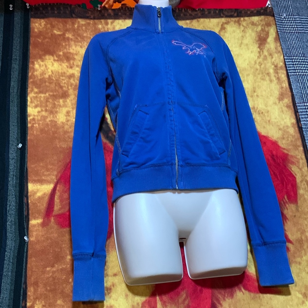 AMERICAN EAGLE OUTFITTERS-blue EAGLE FLEECE long sleeve full-zip sweatshirt - Picture 3 of 10